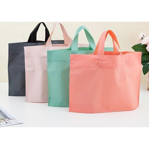 50pcs Blank Matte Thicken Plastic Gift Bag with Loop Handle, Shopping Bag,Clothing store bag clothes bag