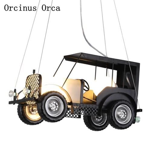 Retro-industrial style automobile chandelier dining room boys bedroom childrens room lamp creative LED iron pendant lamp