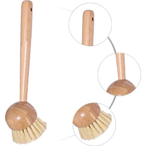 Kitchen Dish Scrubber Dish Scrub Brush Cleaning Brushes With Long Handle Bamboowood Cleaning Tools For Dishes Pot Pan Vegetable