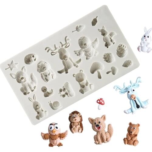 Woodland Animals Silicone Mold Fondant Cake Decorating Tool SugarCraft Chocolate Cake Moulds Cake Tools Bakeware Gumpaste Form