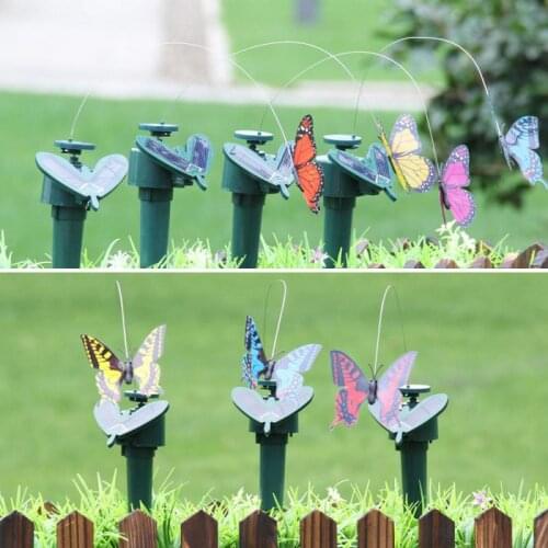 Solar Power Dancing Flying Fluttering Butterflies Colorful Vibration Humming Bird Garden Yard Outdoor Home Decoration Farmland