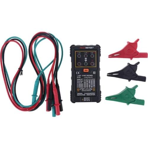 MS5900 120V-400V AC 2Hz-400Hz Three Phase Rotation Indicator Meter Phase Sequence Tester with LED Light Indicator for Motor T5UC