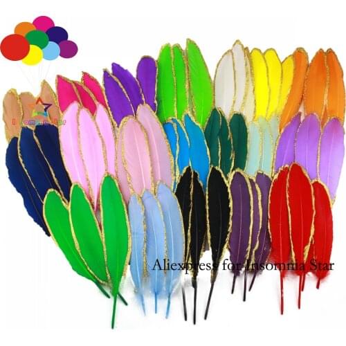 Pack of 10 Gold Glitter circle Dipped Feathers Wedding Decor Glitter 20 color