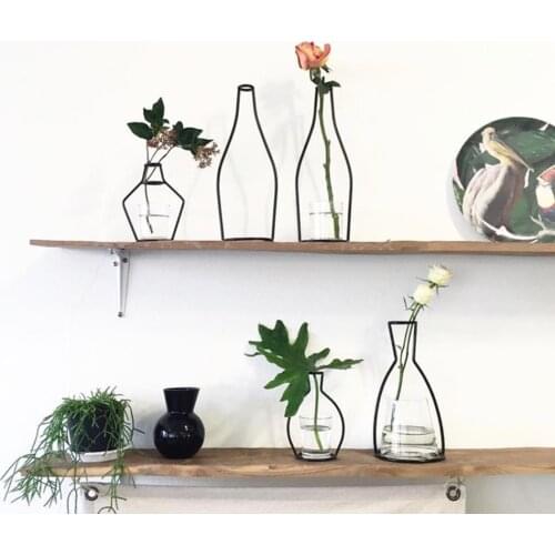Iron Line Vases,Nordic Decoration Home ,Metal Plant Holder Flower Vase Home Decor 8 Shapes