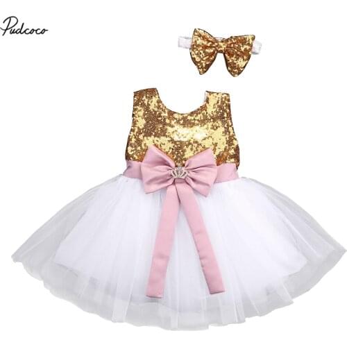 Sequins Bow Tie Party Sleeveless Tutu Dress New 2017 Princess Baby Girls Mini Dresses