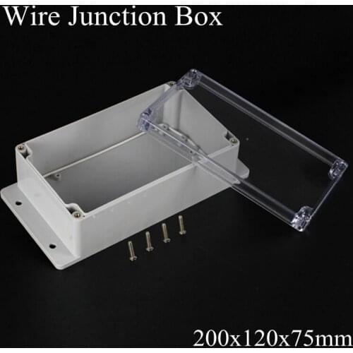 200x120x75mm ABS IP65 Waterproof Plastic Wire Junction Box With Mounted Distribution Clear Enclosure Transparent Project Case