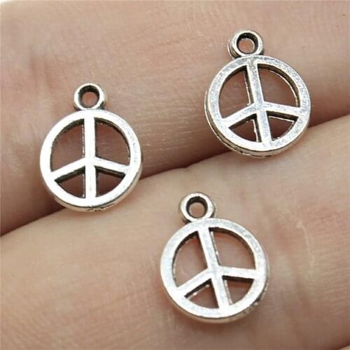 WYSIWYG 50pcs 8mm Small Peace Symbol Charm Pendants For Jewelry Making Tiny Peace Pendants Charm