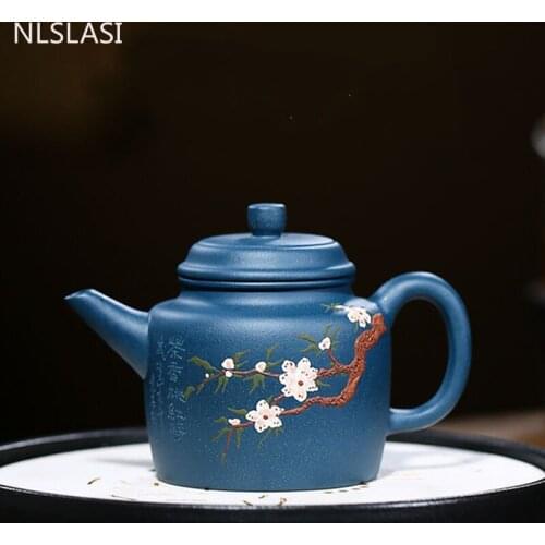 Yixing Purple Clay Tea pot Boutique Teapot beauty kettle Master handmade Teaware gifts Raw ore azure mud Authentic 200ml