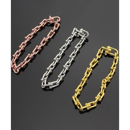 Fashion Famous Brand Jewelry Letter Bracelet For Women Men U Shape Link Chain Bangles&bracelet Stainless Steel Couple Jewelry