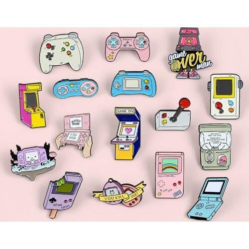16style Retro Arcade Game Enamel Pin Collections Cartoon 90s Gamepad Brooches Denim Collar Badge Lapel Fashion Jewelry Gifts Kid