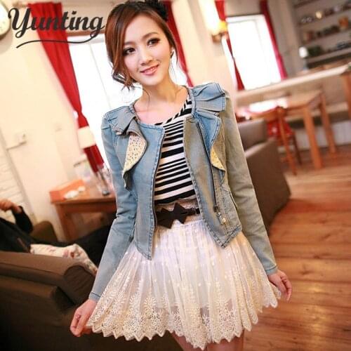 Women Streetwear Denim Jacket 2021 Long Sleeve Single Breasted Coat Slim Outwear