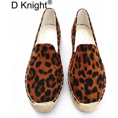 Fashion Seasons Leopard Women Espadrilles Shoes Flats Summer Shoes Slides Ladies Woman Casual Loafers High Quality Pink Brown