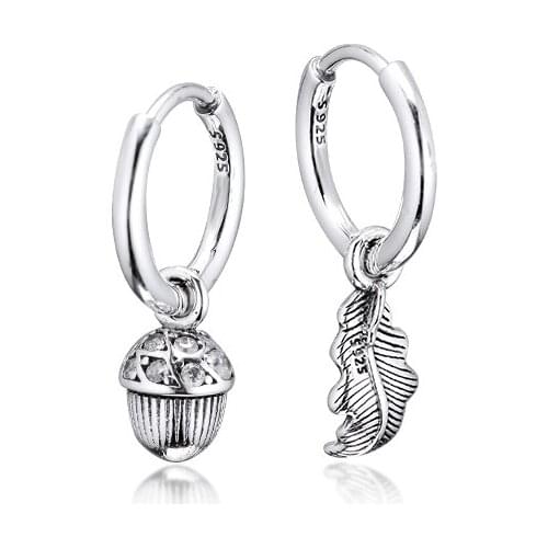 QANDOCCI Real 925 Sterling Silver Earring Acorn & Leaf Hoop Earrings For Women Wedding Earring Original Fashion Jewelry brincos