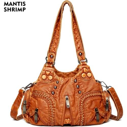 Women Bags Casual Shoulder Bags Handbags for Women 2021 Soft Pu Leather Bag Fashion Crossbody Bags Messenger Bag Rivet Hobos