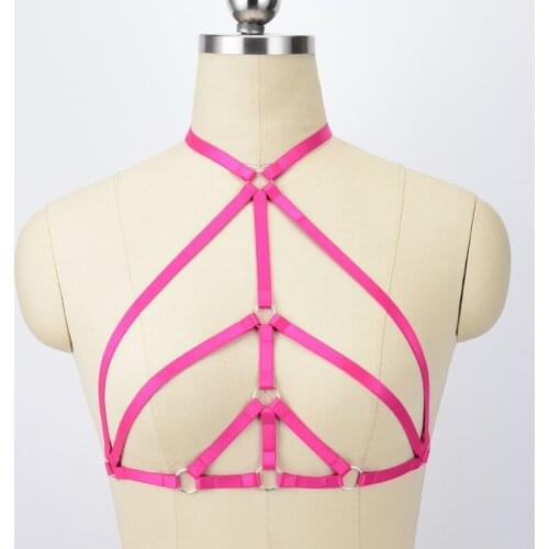 Women White Gothic Crop Top Body Harness Fetish Wear bondage harness Bra Body Harness Harajuku Body cage Bra Lingerie