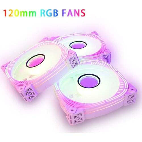 1pc PC Case Fan RGB 120mm AURA 5V/3pin Quiet CPU Cooler Sets Fan CPU Radiator Adjust Fan Intelligent Temperature Control PWM