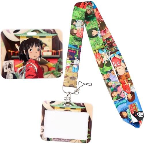1pcs ZF3027 Anime Girl Creative Lanyard Card Holder Student Hanging Neck Mobile Phone Lanyard Badge Subway Access Card Holder