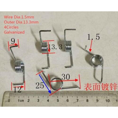 5pcs/lot 1.5*13.3mm, 4circle Spring Steel with Galvanized torsion spring Hardware springs Rotating spring