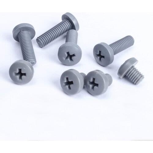 5pcs M8 Phillips round hand nylon screws cross PVC pan headed plastic screw insulation bolts bolt gray color 16mm-50mm long