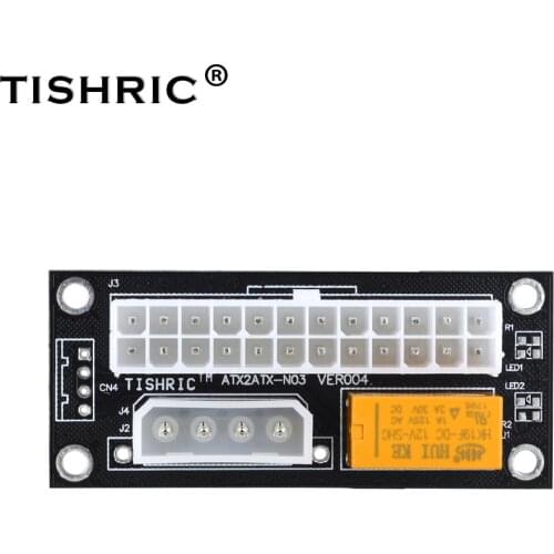 TISHRIC Dual PSU Adapter ATX 24Pin To 4Pin Dual Psu Power Supply 24 Pin Sync Adapter Extender Converter ADD2PSU For Video Card