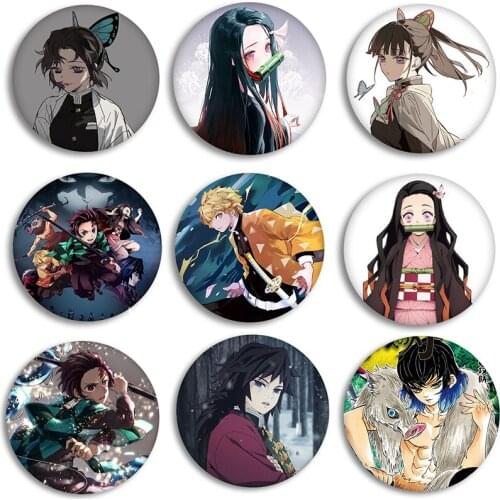 Anime Demon Slayer: Kimetsu no Yaiba Kamado Tanjirou Cosplay Bedge Cartoon Collect Backpacks Bags Badges Button Brooch Pins
