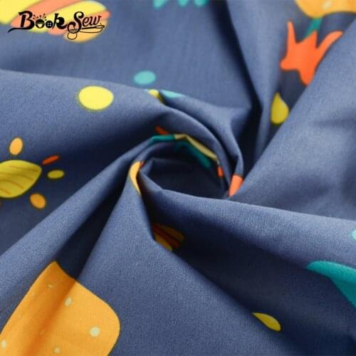 Booksew 100% Cotton Fabric Deep Blue Printed Cartoon Quliting for Baby Bedsheet Patchwork Sewing Material Tissus Au Metre New