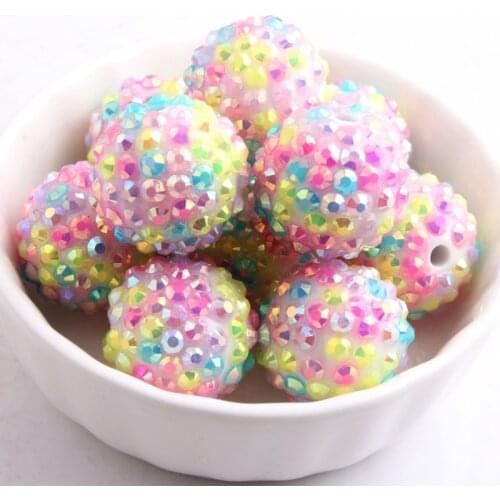 Kwoi vita rainbow color 12mm 20mm Resin Rhinestone Ball Beads for Chunky beads Jewelry Making