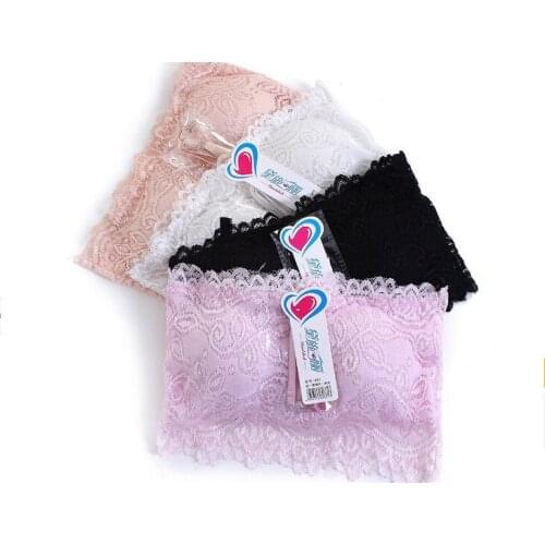 2019 bra Terlihat strapless bra, Womens Sexy Lace Casual Crop Boob Bandeau Bra Strapless Seamless Solid