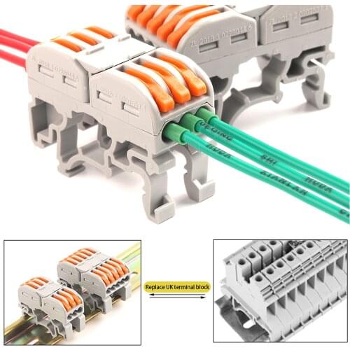 Din Rail type Quick Wire Connector 211 222 Compact Splicing Conductor Cable Terminal Block Instead Of UK2.5B