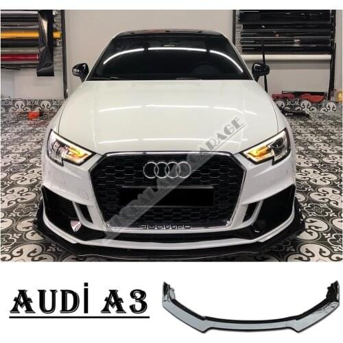 For Audi A3 Front Bumper Attachment Lip 2010-2020 Piano Glossy Black Splitter Diffuser Universal Spoiler Bumper