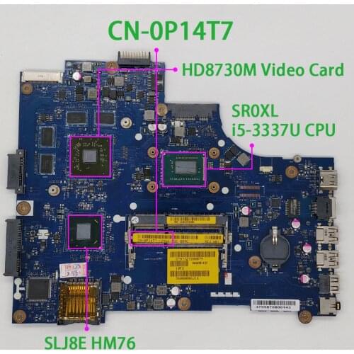 For Dell Inspiron 15R 3521 5521 CN-0P14T7 0P14T7 P14T7 VAW01 LA-9101P HD8730 SR0XL I5-3337U Laptop Motherboard Mainboard Tested