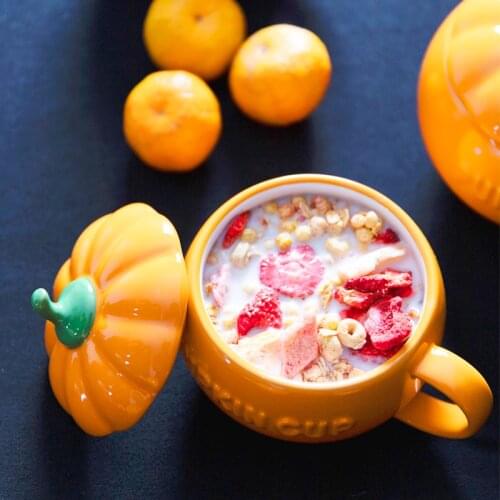 Ceramic Office Mug Pumpkin Coffee Breakfast Cups Lovely Large Capacity Cups Reusable Cup Oatmeal Yogurt Milk Mug Gifts Drinkware