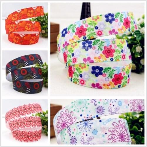 1‘’ 25MM 10yds flowers Printed grosgrain ribbon, DIY handmadeHair accessories Material wedding gift wrap,Party decoration 18192