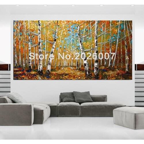Beauty Hand Made Birch Forest Print Interior decor by Paula ready to hang earth color pallete