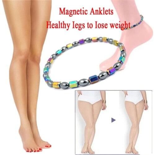 Hematite Stone Weight Loss Magnet Anklet Colorful Magnetic Therapy Bracelet Chain Anklet Weight Loss Product Body Slim Jewelry