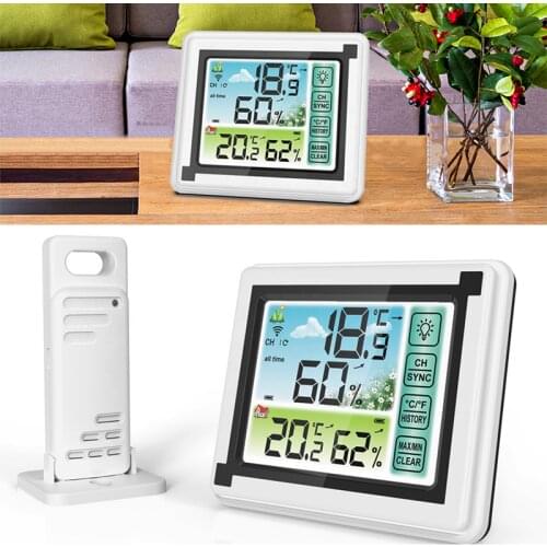 Weather Station Electric Digital Thermometer Hygrometer Backlight Indoor Outdoor Temperature Meter Monitor Tool
