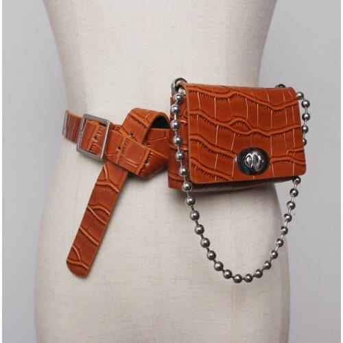 Crocodile Pattern Small Bag Womens Fashion Slanting Cross Hand Multi-purpose Belt Womens Versatile Concave Shape Belt Women