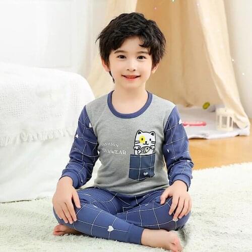 100% Cotton Boys Sleepwear Full Sleeve Autumn Kids Animal Pyjamas Children Baby Pajamas Sets For 6 8 10 12Years Pijamas Infantil