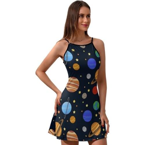 Cartoon Dress Suspender Pattern Day Dresses New Female Spandex Casual One-Piece Dress