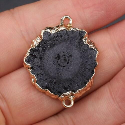 Fine Natural Stone Pendants irregular Double hole connectors for Women Charm Jewelry Making DIY Necklace Bracelet Accessories