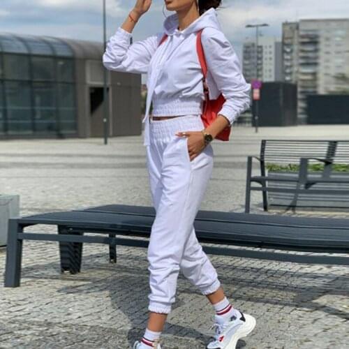 Casual Solid Two Piece Set Women Long Sleeve Hoodies Sweatshirts And Jogging Pant Suit 2021 Fashion Female Sport Tracksuits