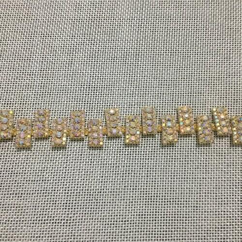 10Yards AB Crystal Golden Silver Rose Golden Applique Bridal Belt Handmade Rhinestone Trim For Wedding Dress