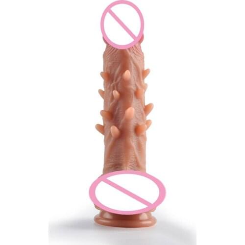 Realistic Soft Silicone Dildo Hands Free Suction Cup Base Prickly Vagina Stimulator Women Masturbator Big Penis Erotic Sex Toys