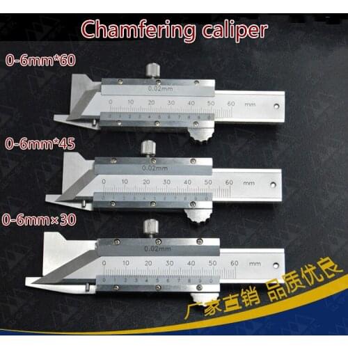 Chamfering vernier caliper, special reverse angle caliper, chamfering gauge. 0-6 mm