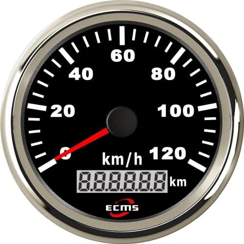 Marine Boat Car Truck GPS Speedometer Gauge 9-32V 120km/h 85mm 316L Chrome Bezel Black Dial 900-00079