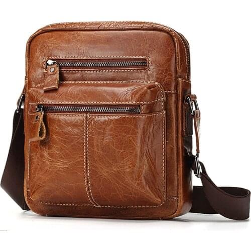 Famous design genuine leather mens bag mens shoulder bag casual Messenger bag business handbag male vertical Totes bag handbag