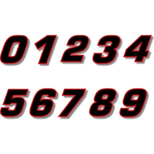 Racing Number Sticker Vinyl Sticker Decal Black Red Outline Quare Font Race Number for Car Motor Bike Motorcycle Label 10cm