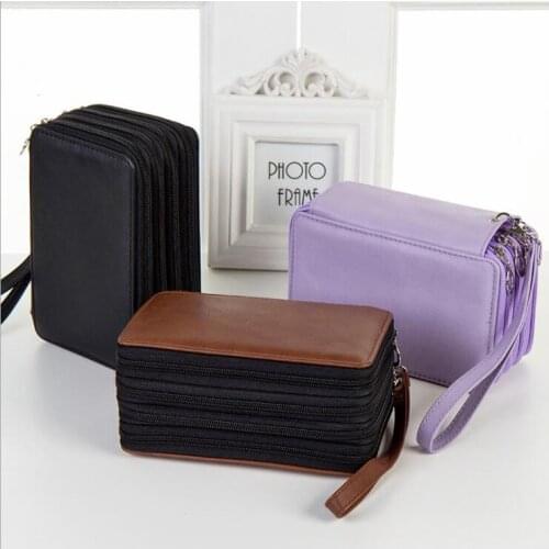 Waterproof PU Leather Large Capacity 72 Holes Portable Art Drawing Pencil Bag Pencilcase Pouch School Pencil Organizer Case
