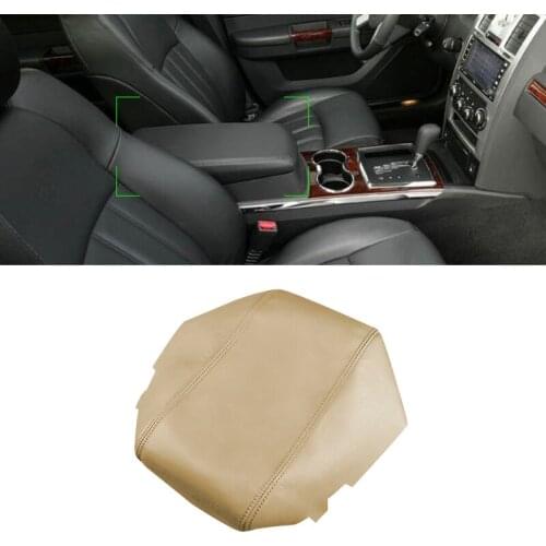 For Chrysler 300 2008 2009 2010 Microfiber Leather Car Interior Center Console Lid Armrest Box Protection Cover Trim Beige