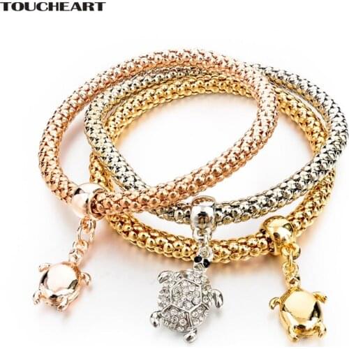 TOUCHEART Dropshipping Custom Gold Turtle Charm Bracelets Bangles For Women Vintage Jewelry Friendship Bracelet Femme SBR150196